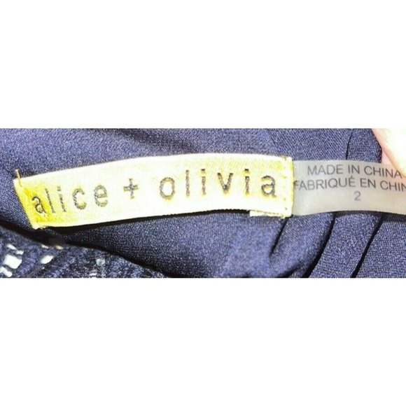 Alice + Olivia Ingrid A-Line Dress in Navy Blue Size 2 - Picture 10 of 12